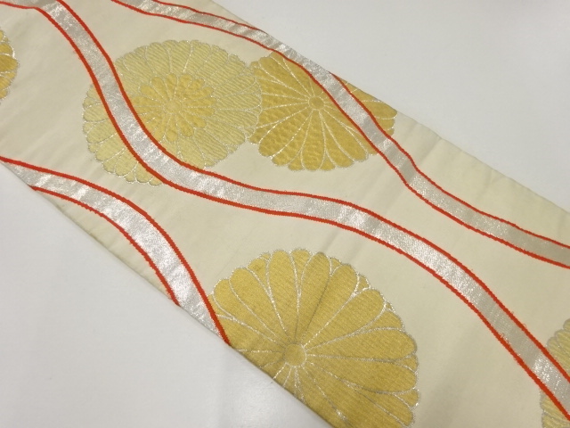JAPANESE KIMONO / ANTIQUE NAGOYA OBI / SILK / WOVEN KIKU